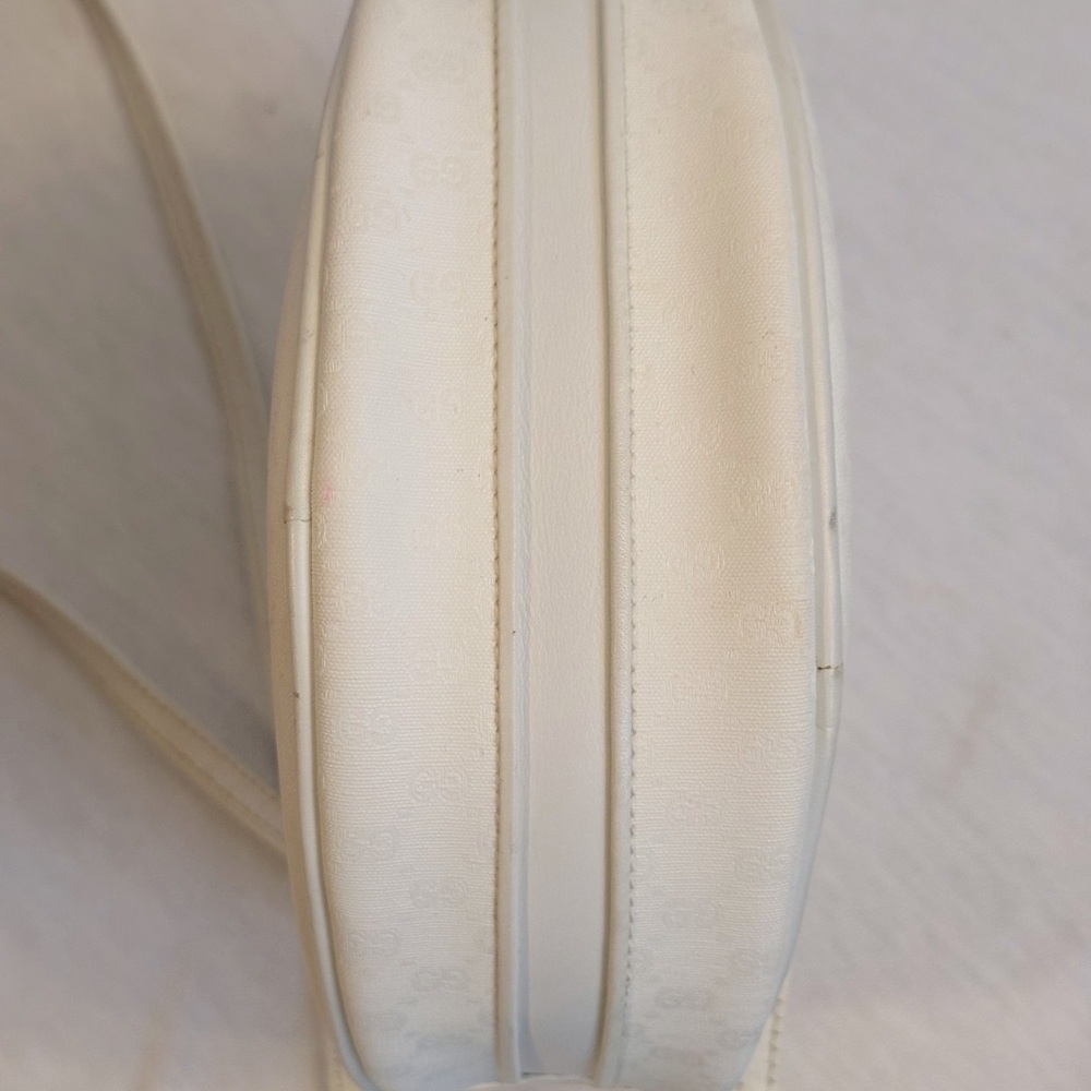 Vintage Gucci Monogram Logo White Canteen Round Crossbody Leather Shoulder Bag - Picture 4 of 14
